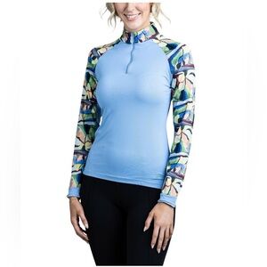 Sailor Blue French Tulip Raglan Long
Sleeve 1/4 Zip Sun Shirt ...